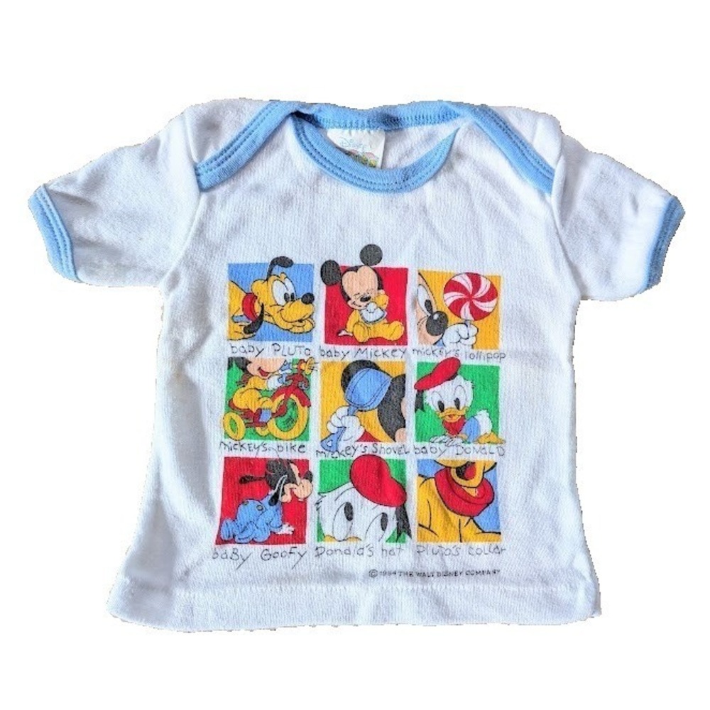 Vintage Disney Babies Baby Mickey Donald Goofy 1984 Boys T-Shirt Sz Newborn - 6M